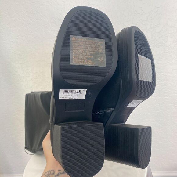 NWT Windsor Chunky Platform Black Faux Leather Wide Calf Knee High Boots US 5.5 - Picture 8 of 8